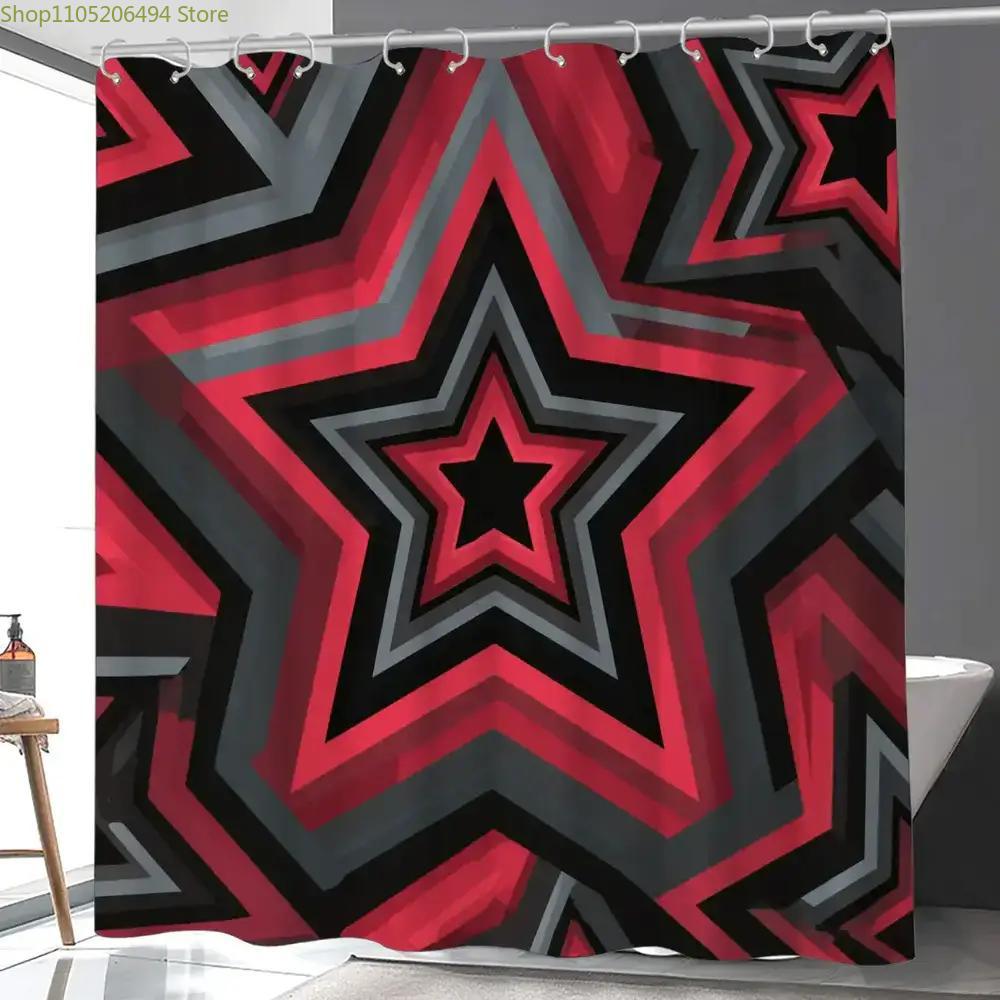 Home Bathroom Design Ideas - Bold Red Star Pattern Shower Curtain,