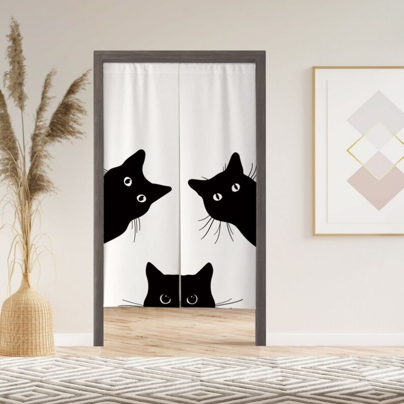 Home Bathroom Partition - VIKAMA Cute Cat Curtain Cafe And