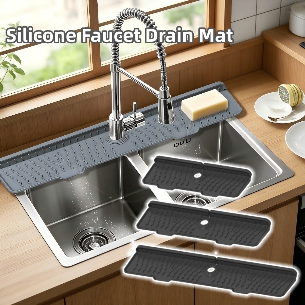 Home Kitchen Bathroom Marketing - New Silicone Faucet Drain Mat Anti-slip