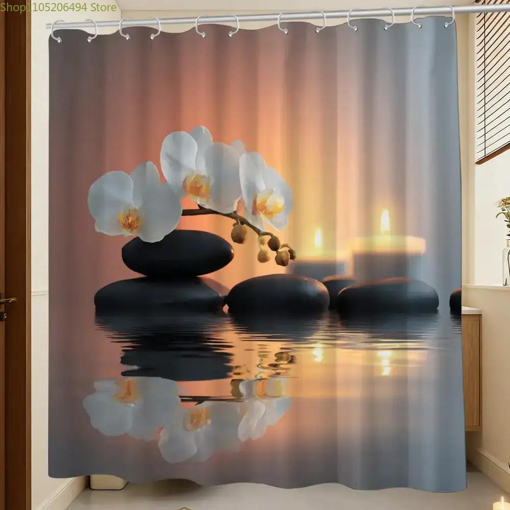 Home Bathroom Design Ideas - Zen Orchid and Stones Shower Curtain,