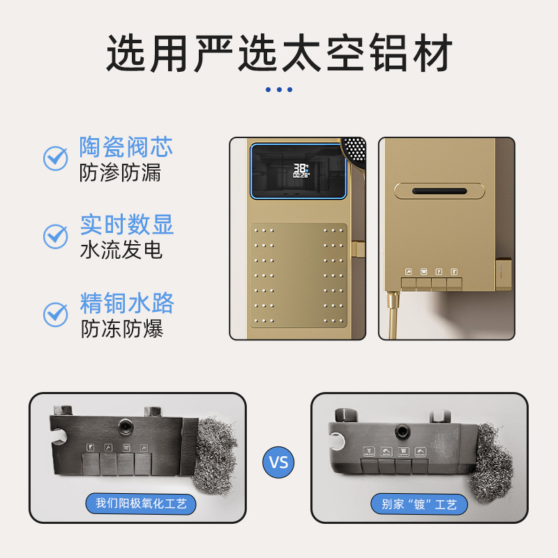 Space-Gray Smart Digital Displ - đánh giá và giá Home Bathroom Shower