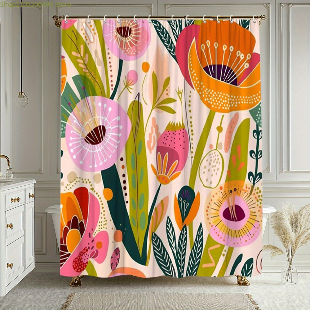 Vibrant Floral Pattern Shower  - đánh giá và giá Home Bathroom Design Ideas