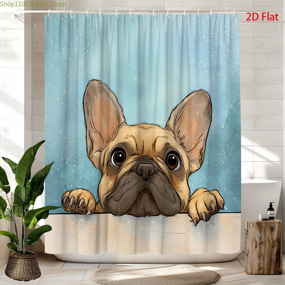 Cute French Bulldog Shower Cur - đánh giá và giá Home Bathroom Design Ideas
