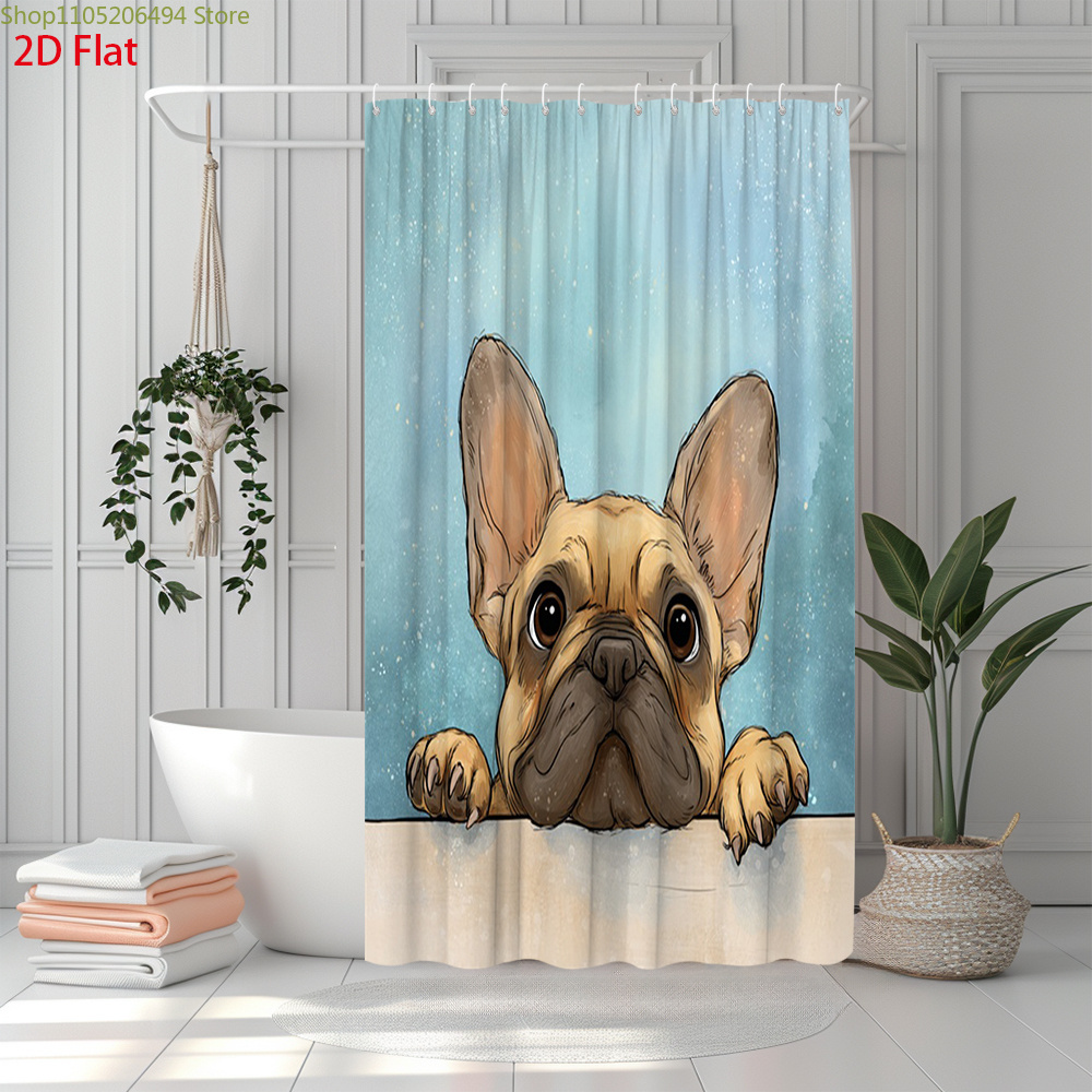 Cute French Bulldog Shower Cur - đánh giá và giá Home Bathroom Design Ideas