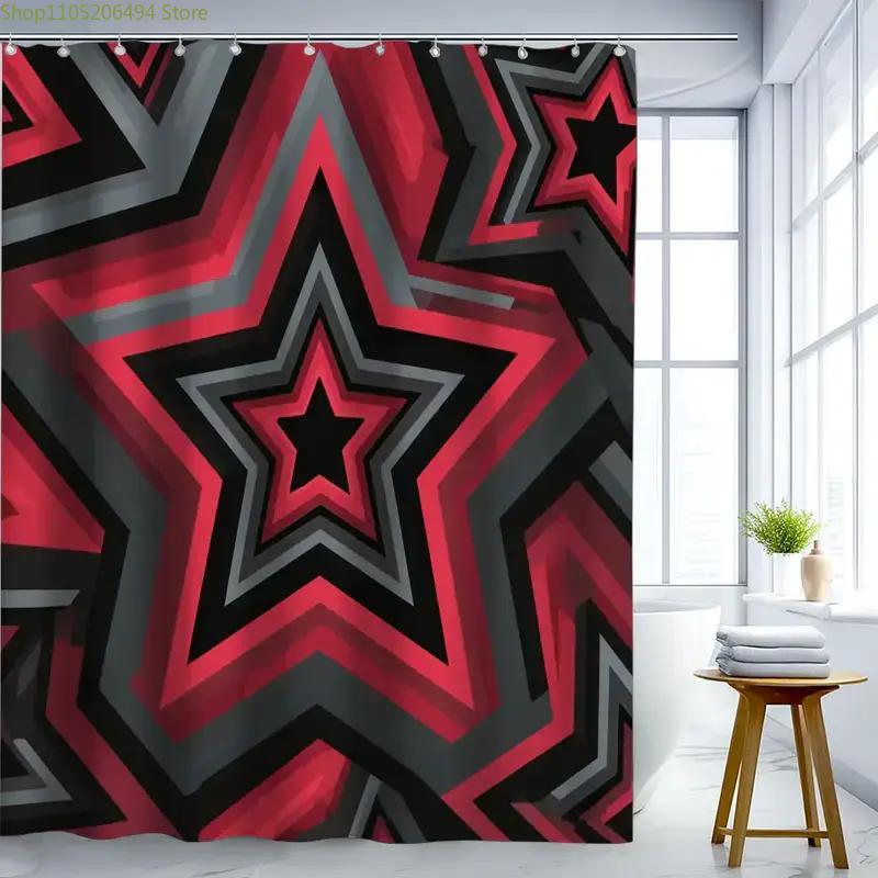 Bold Red Star Pattern Shower C - đánh giá và giá Home Bathroom Design Ideas