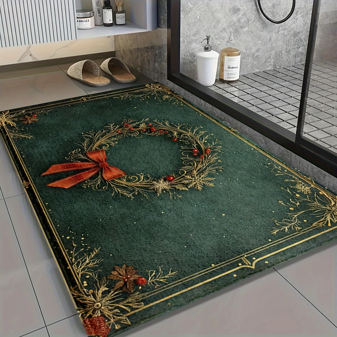 Christmas Wreath Printed Flann - đánh giá và giá Home Bathroom Design Ideas