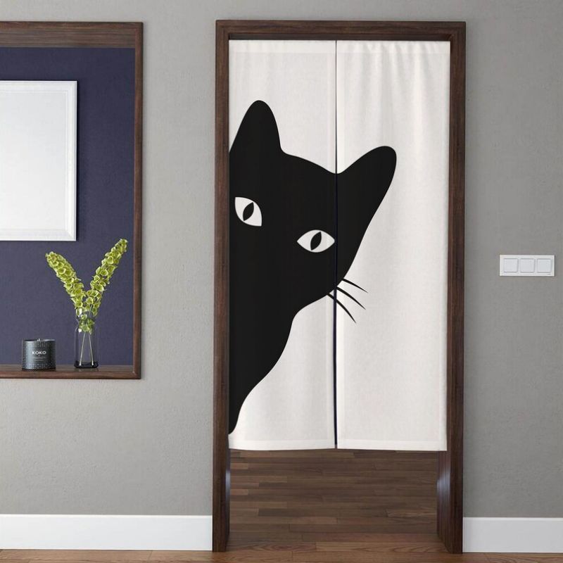 VIKAMA Cute Cat Curtain Cafe A - đánh giá và giá Home Bathroom Partition