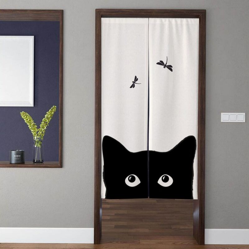 VIKAMA Cute Cat Curtain Cafe A - đánh giá và giá Home Bathroom Partition