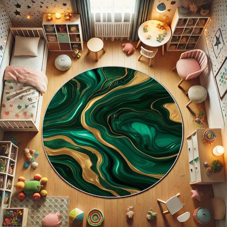 Emerald Moss Round Rug, Nature - đánh giá và giá Home Bathroom Design Ideas