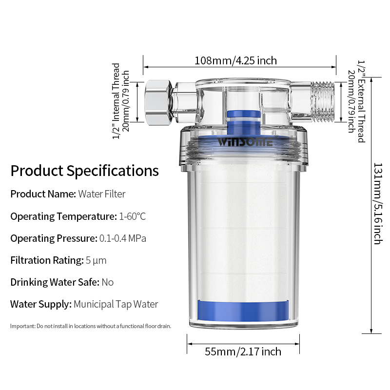 Home water heater pre filtrati - đánh giá và giá Home Bathroom Water Filter