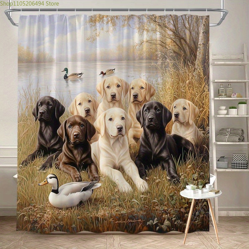 Labrador Dog Family Shower Cur - đánh giá và giá Home Bathroom Design Ideas