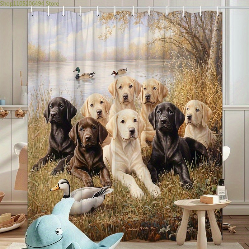 Labrador Dog Family Shower Cur - đánh giá và giá Home Bathroom Design Ideas