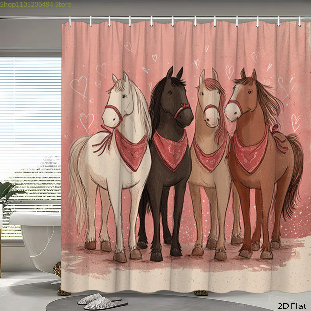Cute Horses Shower Curtain, Ca - đánh giá và giá Home Bathroom Design Ideas