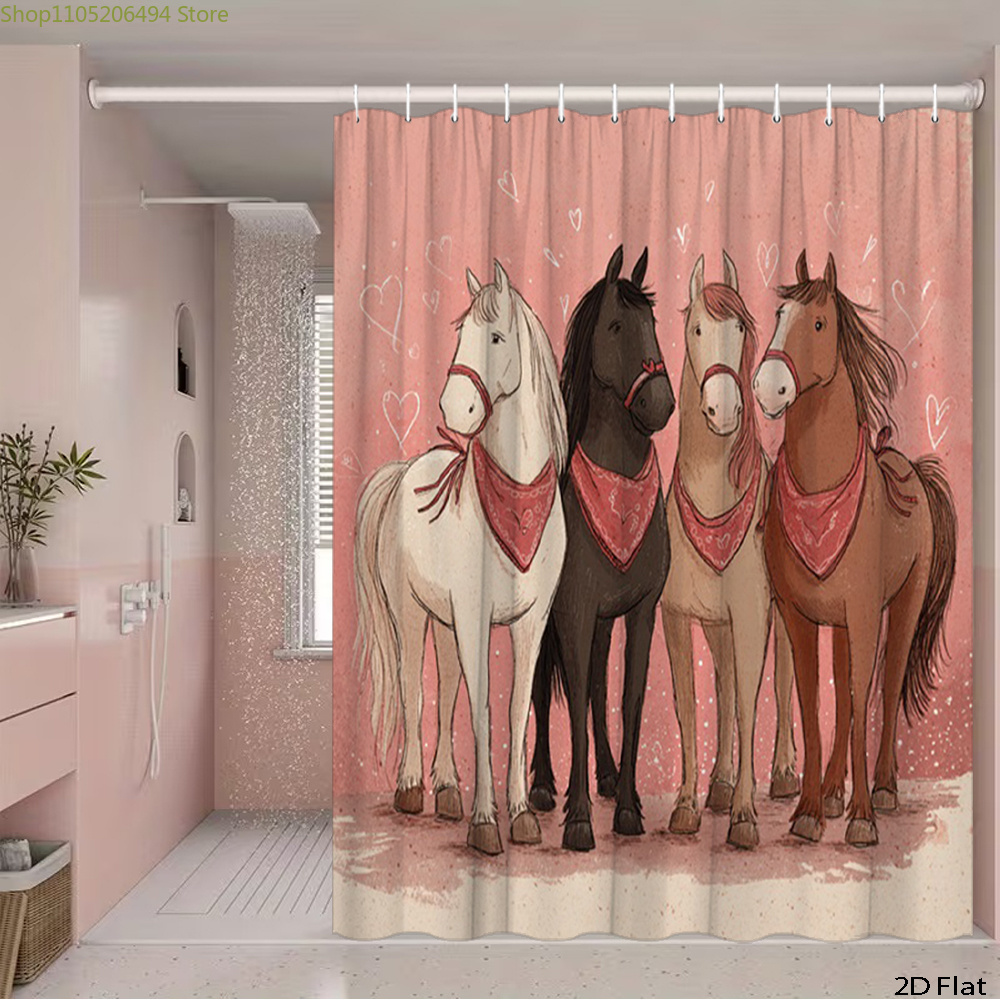 Cute Horses Shower Curtain, Ca - đánh giá và giá Home Bathroom Design Ideas